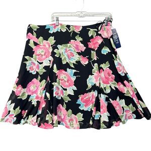 Y2k New with tags Vintage CHAPS A-line Flare Skirt Lined Floral  Size 16